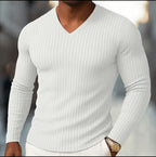 Blusa Masculina de frio canelado gola V slim fit premium. Kit duas peças