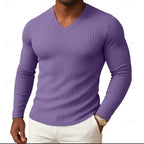 Blusa Masculina de frio canelado gola V slim fit premium. Kit duas peças