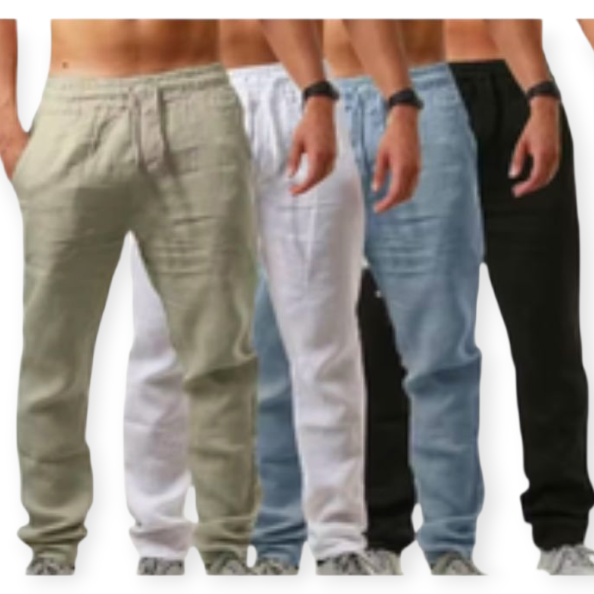 CALÇA DE LINHO RETA COM ZIPER ,BOTÂO  E CORDÂO DE ALGODÃO  EM LINHO MISTO COM VISCOSE.